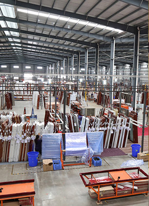 Aluminum window production line in the factory