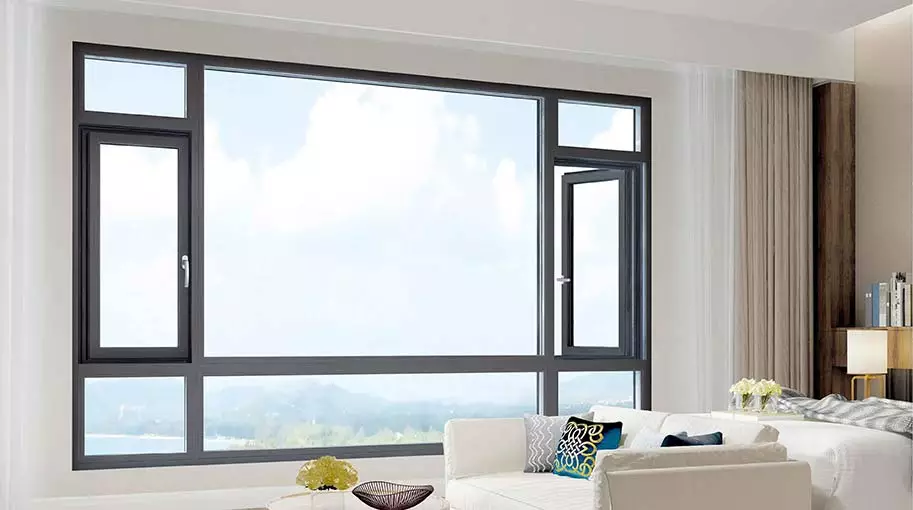 Thermal break aluminum casement windows in a bright interior